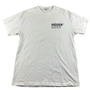 HIDDEN NY T-Shirt Men M White Logo Print Past Present Future Manhattan New York
